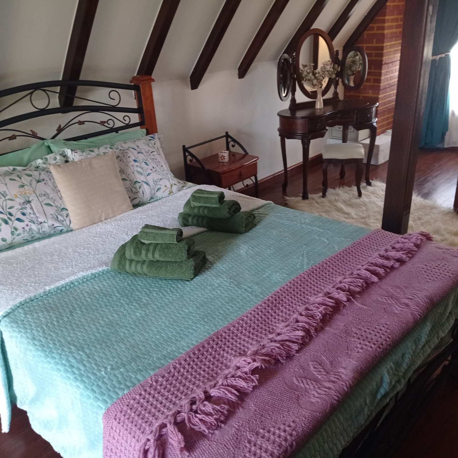 Handmade wooden staircase to loft